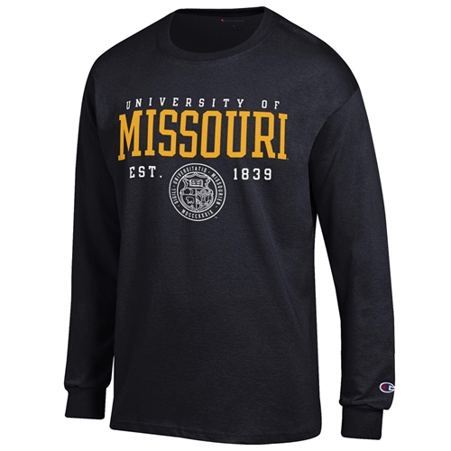 University of Missouri Champion Official Seal Black Crew Neck Shirt