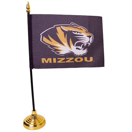 Mizzou Tiger Head Black Desk Flag