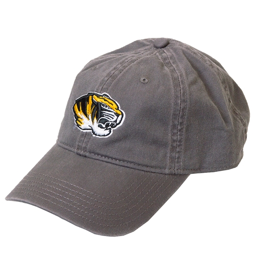 Mizzou Tiger Head Grey Adjustable Hat
