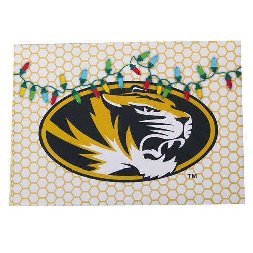 Mizzou Oval Tiger Head Snowflakes Black and Gold 10 Pack Holiday Cards