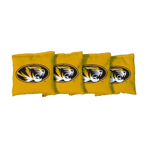 Mizzou Tiger Head Gold Cornhole Bags Set of Four