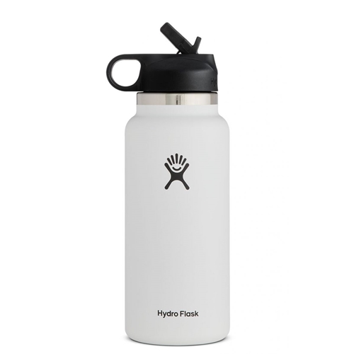 Hydro Flask® White Wide Mouth Bottle With Strawlid