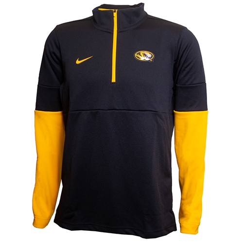 Mizzou-Rah Oval Tiger Head Nike®  Black and Gold 1/2 Zip Jacket