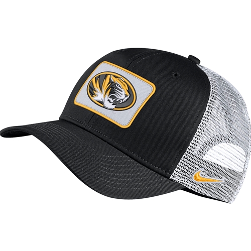 Mizzou Oval Tiger Head Nike® Black Adjustable Trucker Hat
