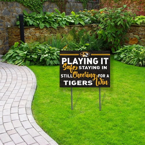 Mizzou Oval Tiger Head Playing It Safe Lawn Sign