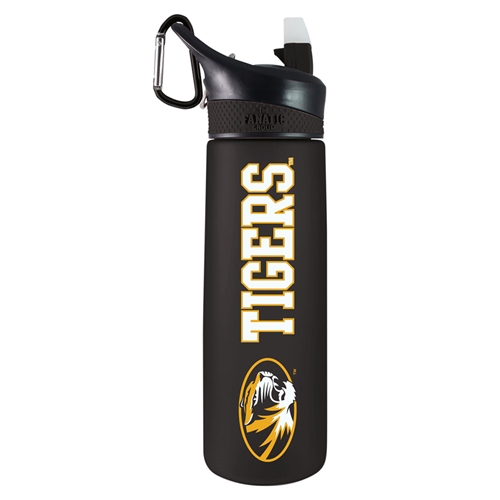 Mizzou Oval Tiger Head Frosted Black Bottle