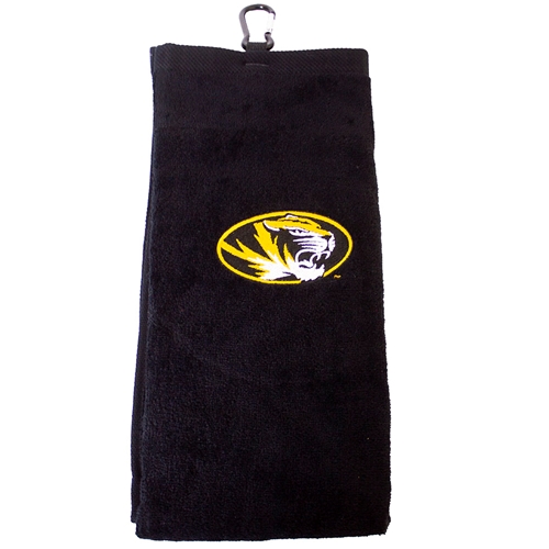 Mizzou Oval Tiger Head Black Golf Towel