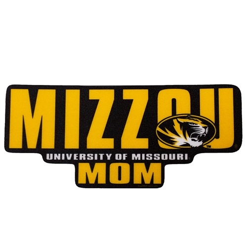 Mizzou Uuniversity of Missouri Oval Tiger Head Mom Black and Gold Vinyl Sticker