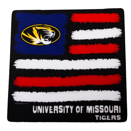 University of Missouri Oval Tiger Head Red White and Blue Flag Vinyl Sticker