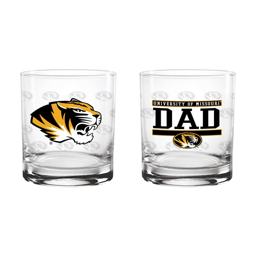 Mizzou Tiger Head Dad University of Missouri Rocks Glass