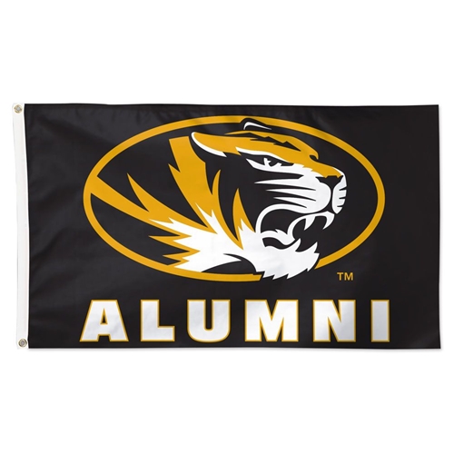 Mizzou Oval Tiger Head Alumni Large Black Flag