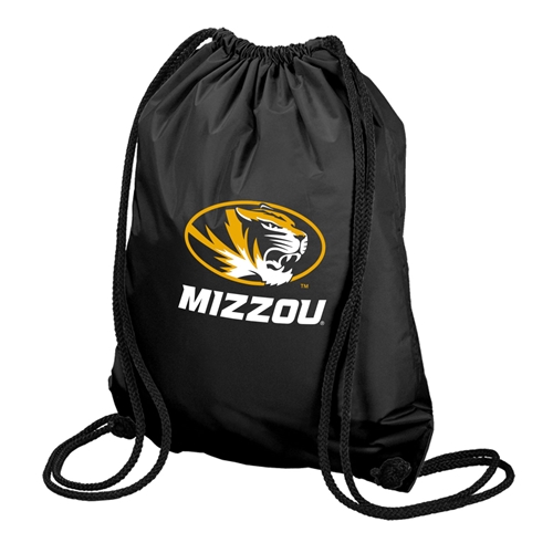 Mizzou Oval Tiger Head Black Drawstring Bag