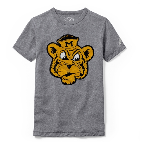 Grey Youth Tee with Beanie Tiger Logo Full Chest
