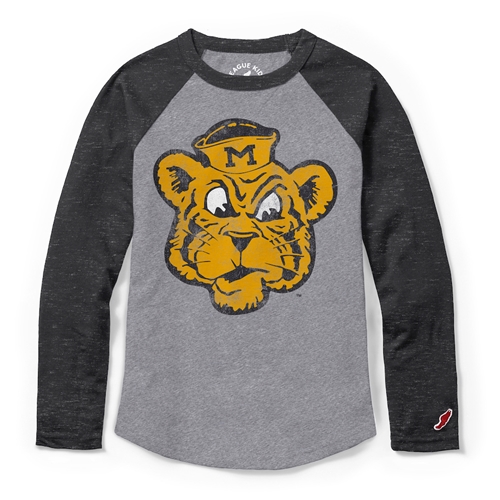 Grey Youth Long Sleeve Tee Beanie Tiger Full Chest
