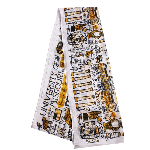 Large White Sheer Mizzou Julia Gash® Scarf with Assorted Images