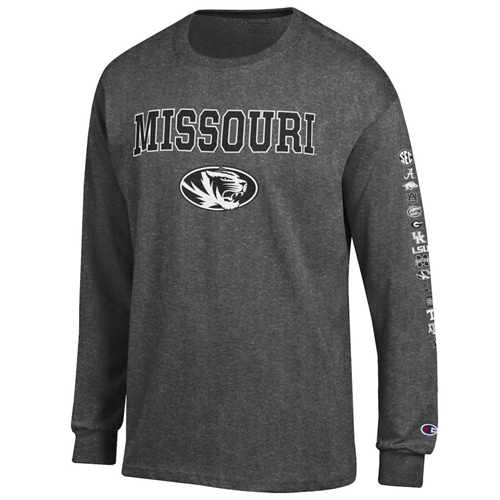 Grey Champion® Missouri SEC Long Sleeve Tee All Teams Logos Left Arm