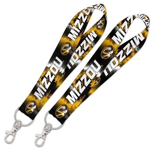 Black and Gold Tie-Dye Mizzou Key Strap Oval Tiger Head