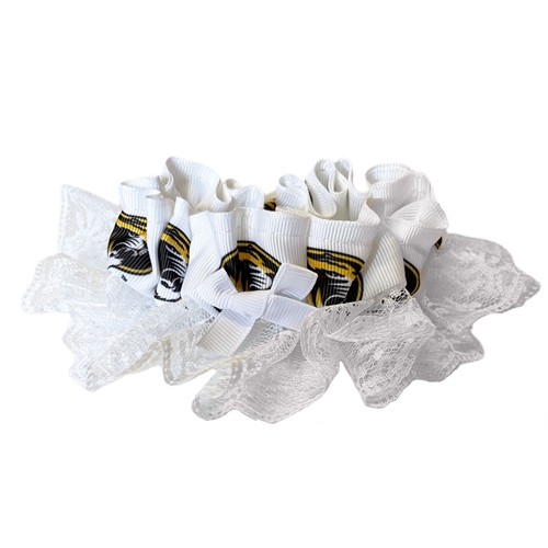 White Lace Garter Oval Tiger Head