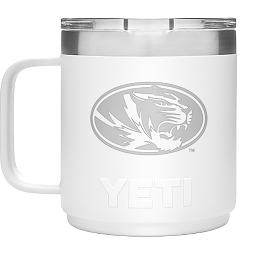 10oz White Yeti® Mug with Lid Oval Tiger Head