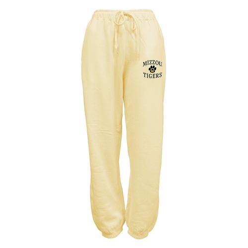 Pale Yellow Mizzou Tigers Vault Paw Sweatpants Embroidery