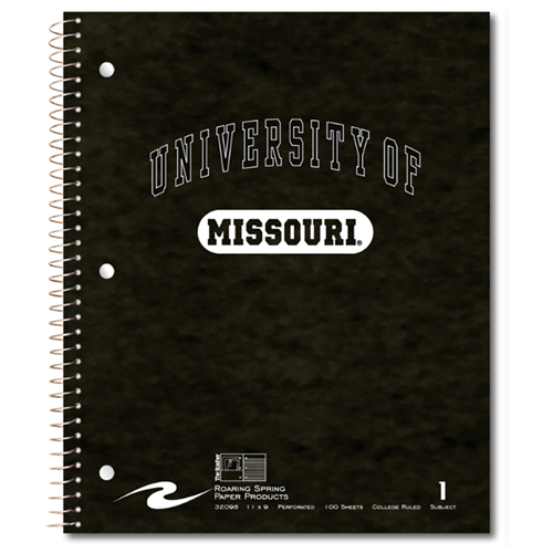 Black University of Missouri Spiral 1 Subject Notebook