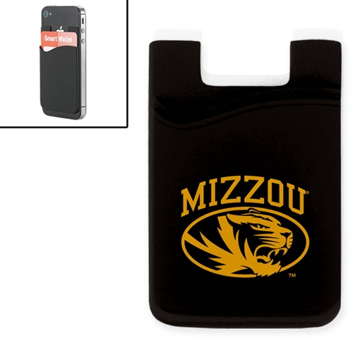 Black Mizzou Oval Tiger Head Silicone Phone ID Holder