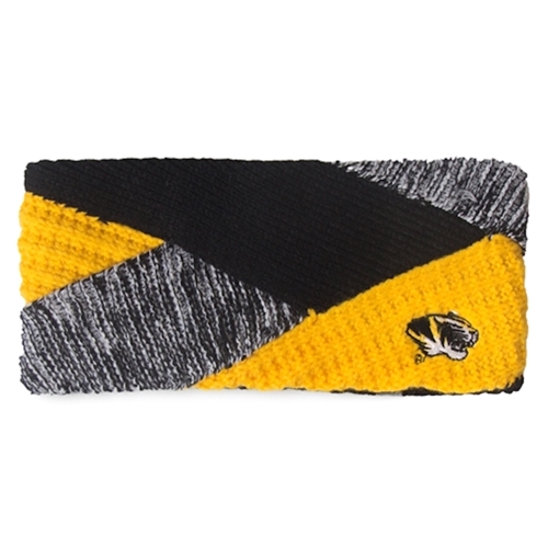Black Grey and Gold Mizzou Headband Tiger Head Embroidery