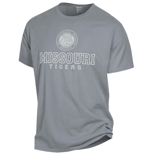 Grey Missouri Tigers Tee Official Seal