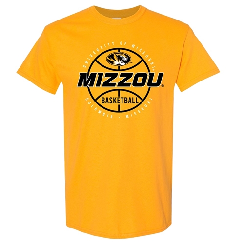 Gold Mizzou Tigers Basketball T-Shirt