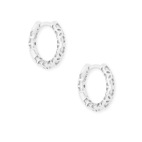 Kendra Scott® Maggie Huggies Silver Rhodium Filigree Metal Earrings