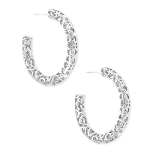 Kendra Scott® Maggie Rhodium Filigree Metal Hoop Earrings