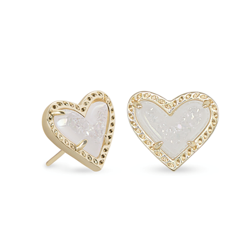 Kendra Scott® Iridescent Drusy Gold Heart Stud Earrings