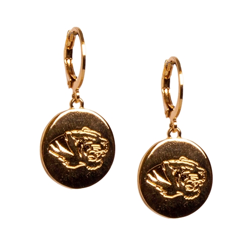 Gold Coin Tigerhead Earrings