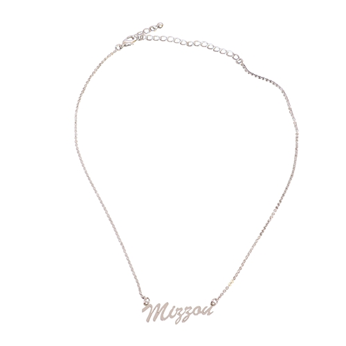 Silver Mizzou Nameplate Necklace