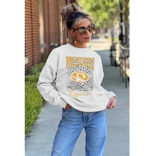 White Mizzou Tigers Mizzou-Rah Cheetah Print Sweatshirt