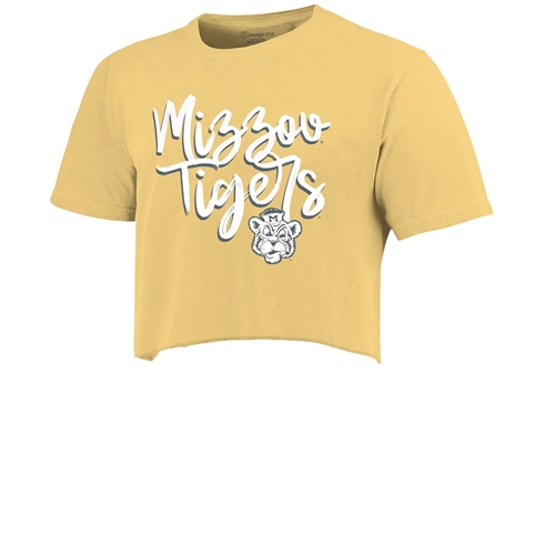 Mizzou Tigers Retro Tiger Yellow Crop Top