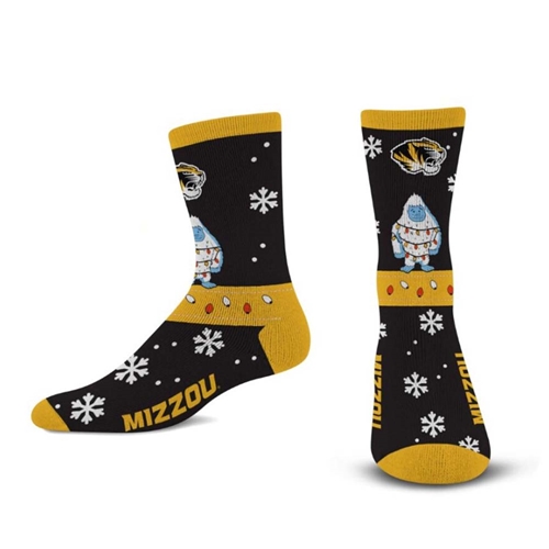 Black/Gold Yeti Snowflakes Mizzou Socks