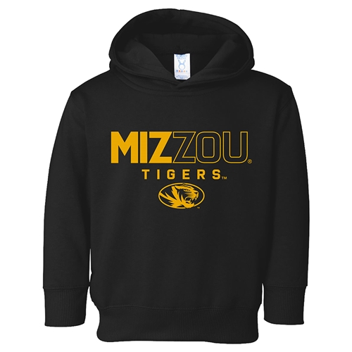 Black Toddler Mizzou Tigers and Tiger Head Full Chest Hooded Sweatshirt
