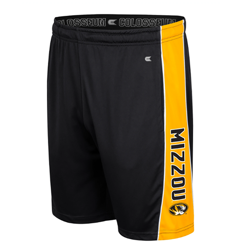 Black Shorts Yellow Colorblock Mizzou Tigerhead Down Leg