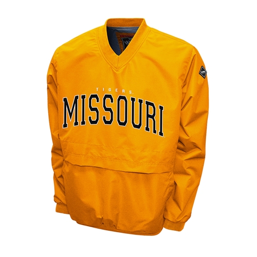 Gold Windshell Pullover Jacket Tigers Missouri Full Chest Embroidery