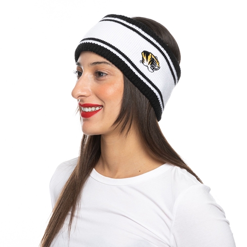 White with Black Stripes Tigerhead Embroidery Headband