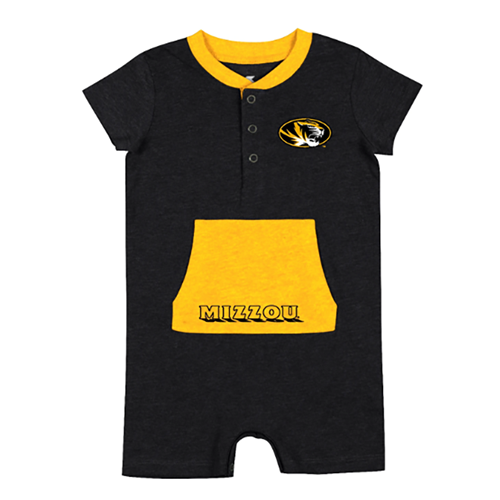 Black with Yellow Pocket Mizzou Tigerhead Infant Onesie Romper