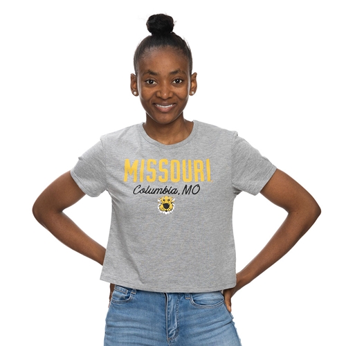 Missouri Columbia Truman Grey Cropped Juniors Short Sleeve Shirt