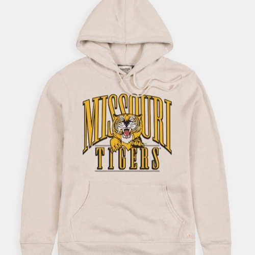 Tan Hoodie Sweatshirt Vault Missouri Tigers Full Chest Screenprint