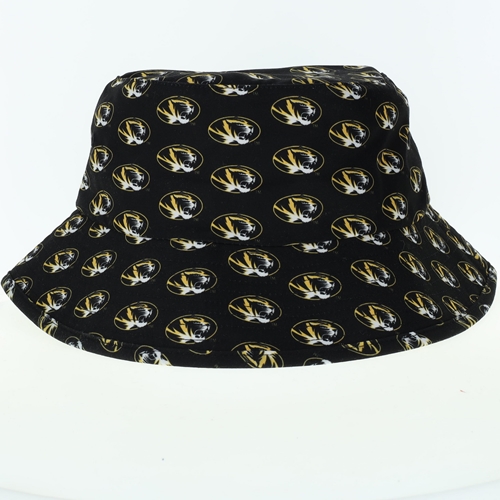 Black Bucket Hat Oval Tiger Allover Print
