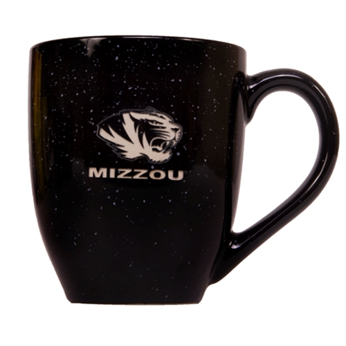 Mizzou Tiger Head Speckled Black Bistro Mug