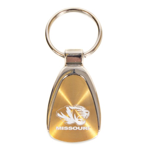 Missouri Tiger Head Gold Teardrop Keychain