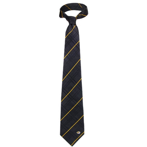 Mizzou Tiger Head Oxford Black Woven Silk Tie