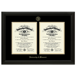 Gold Embossed Double Diploma Frame in Tacoma with Black/Gold mats