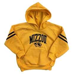 Gold Sweatshirt Hood Youth Raglan Stripe Sleeve Mizzou Tigerhead
